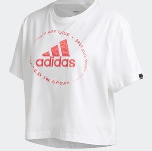 Adidas W Circled Tee Shirt White/Pink Small